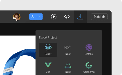 Design to code export